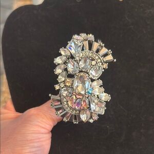 Chloe + Isabel Silver and Crystal Statement Cuff Bracelet